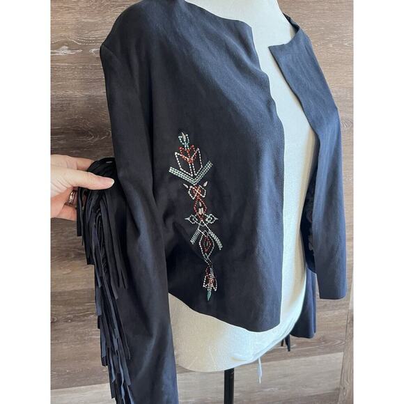 Chelsea & Violet Cardigan Women Sz S Fringe Cardigan Western Bohemian Festival - Picture 1 of 9